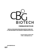 Operator's Manual for 2.5 G Bench Top Formalin Recycler - Automatic Drain
